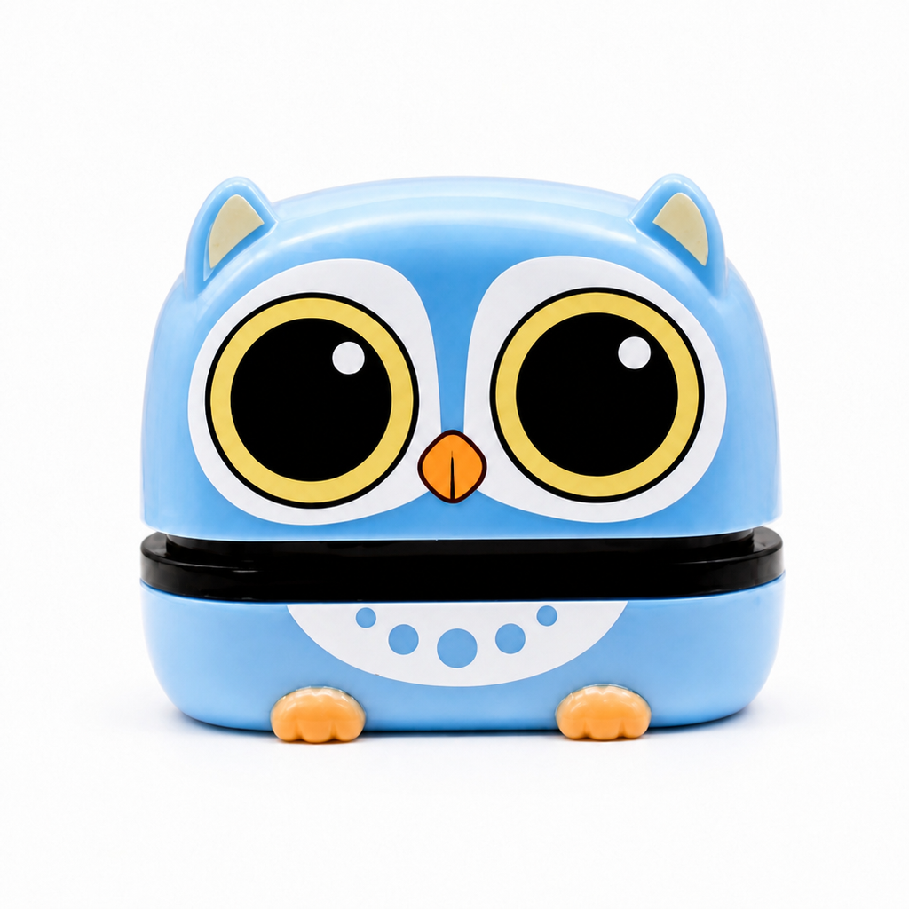 Tampon pour vêtements enfant Tampiloo, modèle Hibou bleu